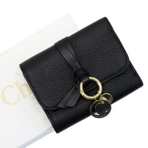 Chloe tri fold wallet black leather
